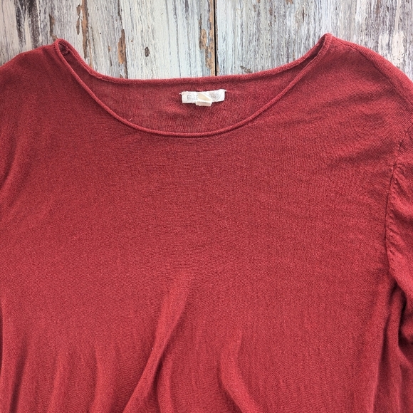 Eileen Fisher Linen Blend Knit Long Sleeve Blouse Red Women's XL - Picture 4 of 6